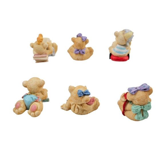 Cherished Teddies Mini Figurines Set Of 6 Hand Painted Bears Resin Vintage - Picture 3 of 9
